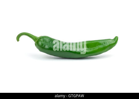Hot green pepper/s isolated on white background. Clipping path included in jpeg. Stock Photo