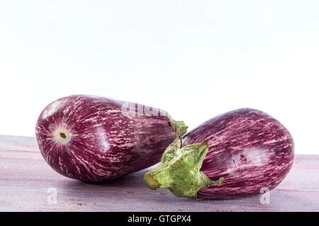 two graffiti eggplants isolated on white background Stock Photo