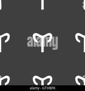 Decorative Zodiac Aries sign. Seamless pattern on a gray background. Vector Stock Vector