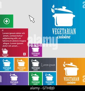 vegetarian cuisine icon sign. buttons. Modern interface website buttons with cursor pointer. Vector Stock Vector