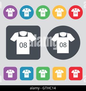 T-shirt Icon sign. A set of 12 colored buttons. Flat design. Vector Stock Vector