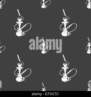 Hookah sign. Seamless pattern on a gray background. Vector Stock Vector