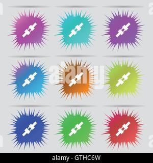 seat belt icon sign. A set of nine original needle buttons. Vector Stock Vector