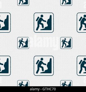 rock climbing sign. Seamless pattern with geometric texture. Vector Stock Vector