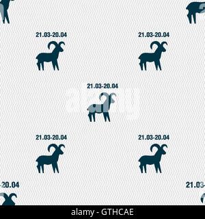 Decorative Zodiac Aries sign. Seamless pattern with geometric texture. Vector Stock Vector