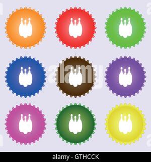 bowling icon sign. Big set of colorful, diverse, high-quality buttons. Vector Stock Vector