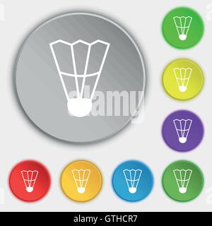 Shuttlecock icon sign. Symbol on eight flat buttons. Vector Stock Vector