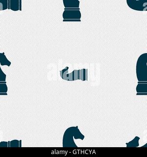 Chess knight icon. sign. Seamless pattern with geometric texture. Vector Stock Vector