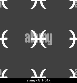Pisces zodiac sign sign. Seamless pattern on a gray background. Vector Stock Vector