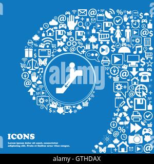 escalator down Icon . Nice set of beautiful icons twisted spiral into the center of one large icon. Vector Stock Vector