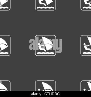 Windsurfing sign. Seamless pattern on a gray background. Vector Stock Vector