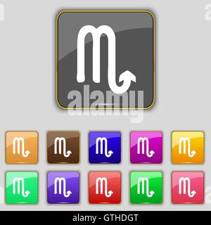 Scorpio icon sign. Set with eleven colored buttons for your site. Vector Stock Vector