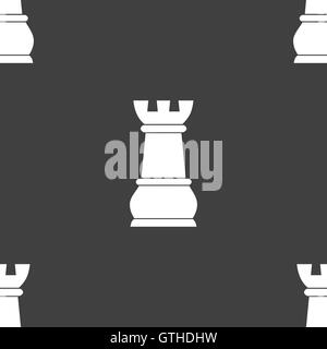 Chess Rook sign. Seamless pattern on a gray background. Vector Stock Vector