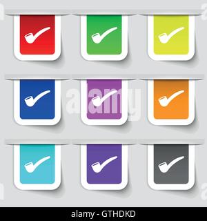 Smoking pipe icon sign. Set of multicolored modern labels for your design. Vector Stock Vector