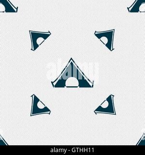 The tent icon sign. Seamless pattern with geometric texture. Vector Stock Vector