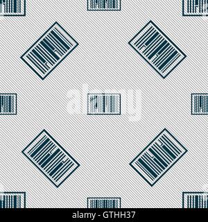 Barcode Icon sign. Seamless pattern with geometric texture. Vector Stock Vector