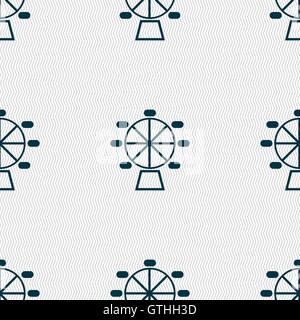 Ferris wheel icon sign. Seamless pattern with geometric texture. Vector Stock Vector