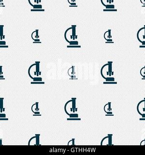 Microscope icon sign. Seamless pattern with geometric texture. Vector Stock Vector