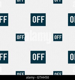 OFF icon sign. Seamless pattern with geometric texture. Vector Stock Vector