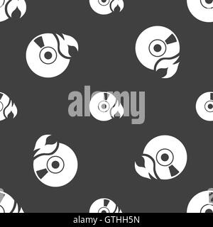 CD icon sign. Seamless pattern on a gray background. Vector Stock Vector