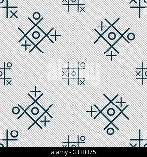 Tic tac toe game vector icon sign. Seamless pattern with geometric texture. Vector Stock Vector