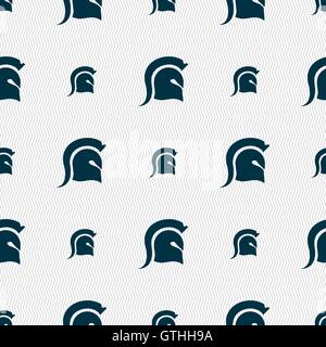 Spartan Helmet icon sign. Seamless pattern with geometric texture. Vector Stock Vector