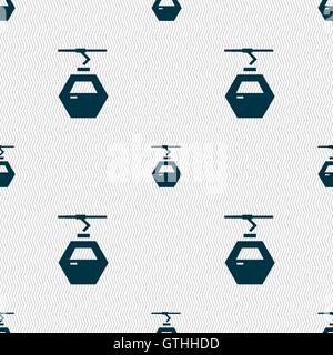 Cableway cabin icon sign. Seamless pattern with geometric texture. Vector Stock Vector