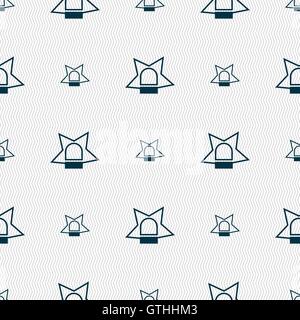 Police single icon sign. Seamless pattern with geometric texture. Vector Stock Vector