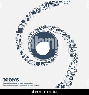 bomb icon in the center. Around the many beautiful symbols twisted in a spiral. You can use each separately for your design. Vec Stock Vector