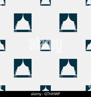 Window curtains icon sign. Seamless pattern with geometric texture. Vector Stock Vector