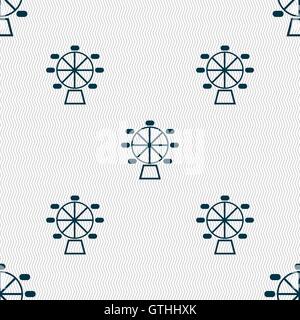 Ferris wheel icon sign. Seamless pattern with geometric texture. Vector Stock Vector