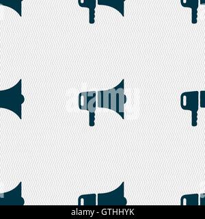 megaphone icon sign. Seamless pattern with geometric texture. Vector Stock Vector