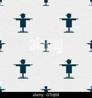 Scarecrow icon sign. Seamless pattern with geometric texture. Vector Stock Vector