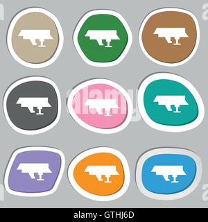 Ships, boats, cargo icon symbols. Multicolored paper stickers. Vector Stock Vector