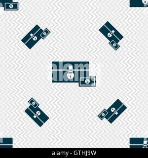 chest icon sign. Seamless pattern with geometric texture. Vector Stock Vector