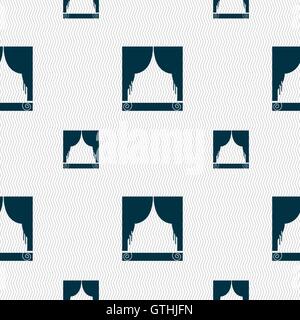 Window curtains icon sign. Seamless pattern with geometric texture. Vector Stock Vector