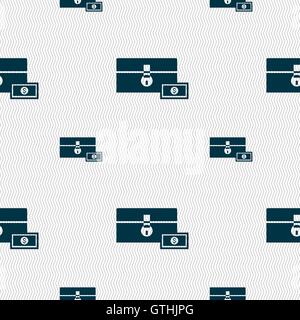 chest icon sign. Seamless pattern with geometric texture. Vector Stock Vector