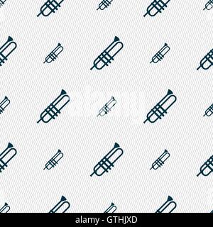 Trumpet icons sign. Seamless pattern with geometric texture. Vector Stock Vector