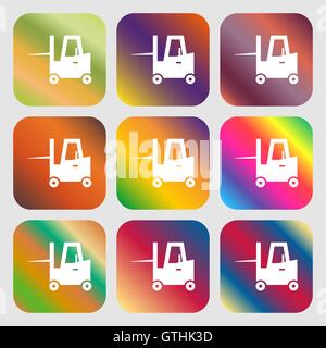 Forklift icon . Nine buttons with bright gradients for beautiful design. Vector Stock Vector