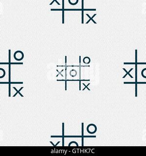 Tic tac toe game vector icon sign. Seamless pattern with geometric texture. Vector Stock Vector