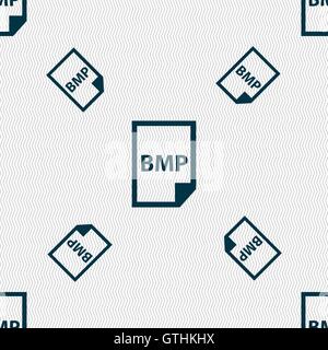 BMP Icon sign. Seamless pattern with geometric texture. Vector Stock Vector