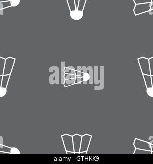 Shuttlecock icon sign. Seamless pattern on a gray background. Vector Stock Vector
