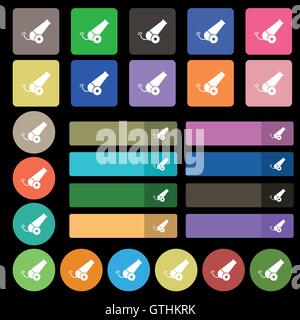 Cannon icon sign. Set from twenty seven multicolored flat buttons. Vector Stock Vector
