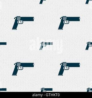 Gun icon sign. Seamless pattern with geometric texture. Vector Stock Vector