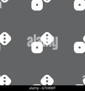 Dice Cubes icon sign. Seamless pattern on a gray background. Vector Stock Vector