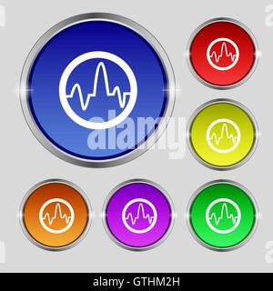 pulse Icon sign. Round symbol on bright colourful buttons. Vector Stock Vector