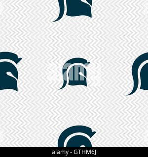 Spartan Helmet icon sign. Seamless pattern with geometric texture. Vector Stock Vector