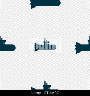 submarine icon sign. Seamless pattern with geometric texture. Vector Stock Vector