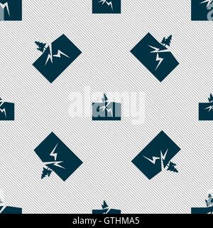 Property insurance icon sign. Seamless pattern with geometric texture. Vector Stock Vector