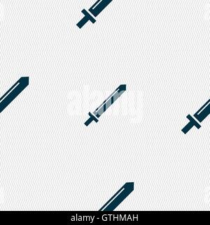 Sword icon sign. Seamless pattern with geometric texture. Vector Stock Vector